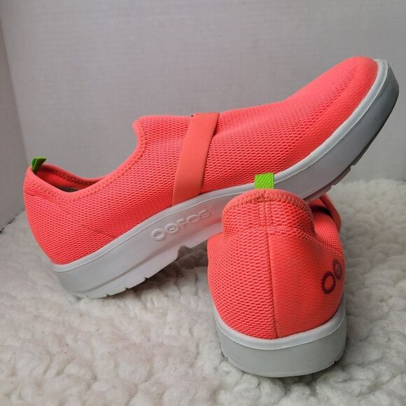 OOFOS OOmg Low Top Comfort Recovery Shoes Unisex W 12, M 10.5 Coral Orange - Picture 5 of 11